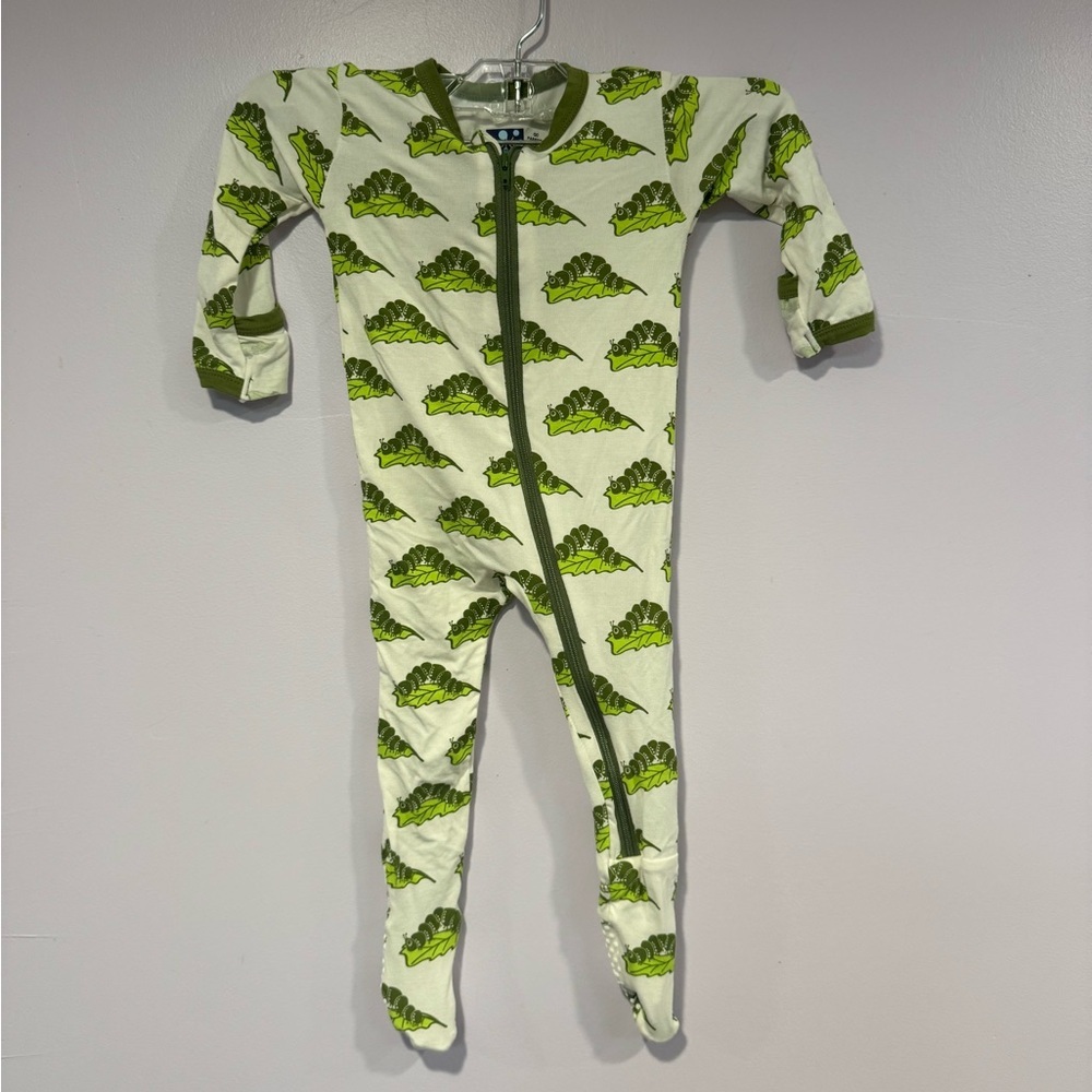 Green caterpillars bamboo kickee pants zippie